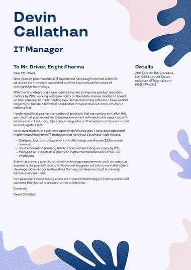 Creative cover letter template Lisbon