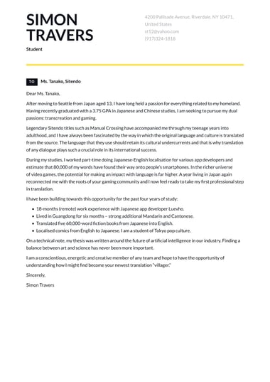 Modern cover letter template Madrid