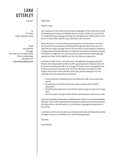 Professional cover letter template New York