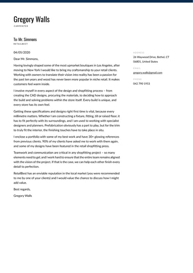 Modern cover letter template Sydney